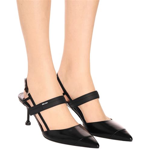 prada pumps schwarz lack|Prada slingback pumps.